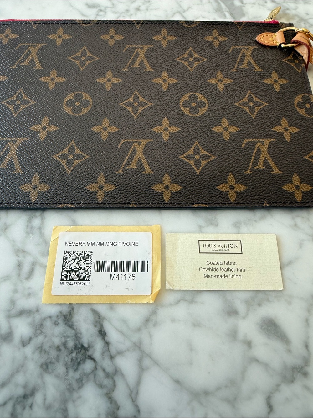 Louis Vuitton Neverfull MM GM Zip Pochette in Brown Monogram Canvas and Leather